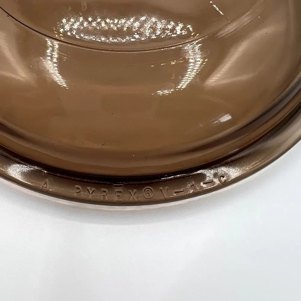 PYREX Visions Vtg Amber Glass Lid  V-1-C